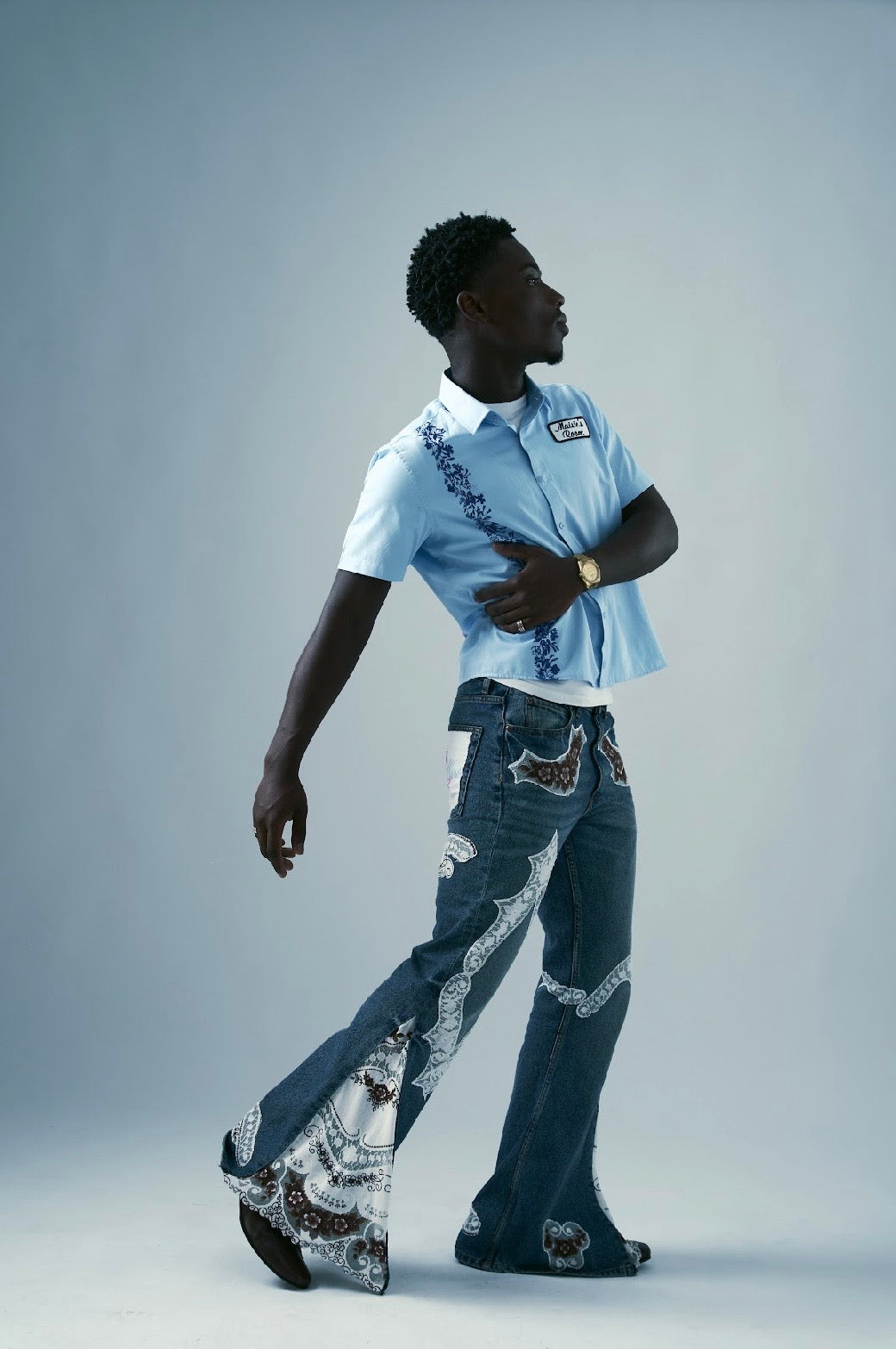 Helmet button up shirt in blue