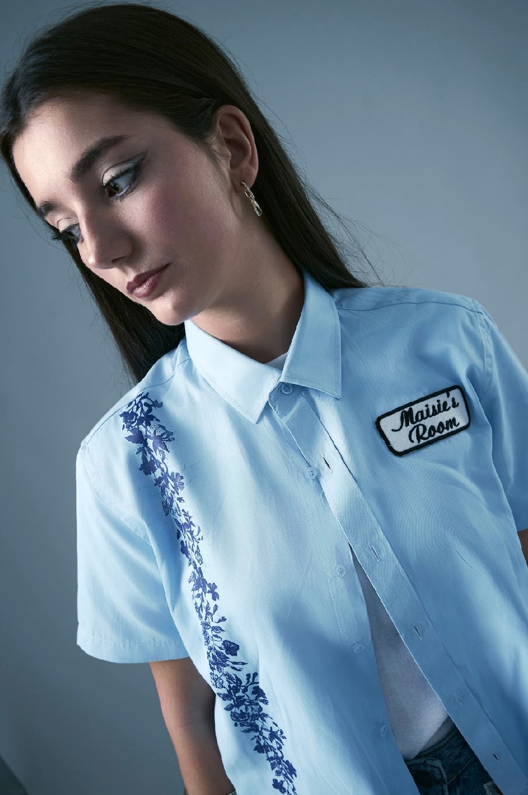 Helmet button up shirt in blue