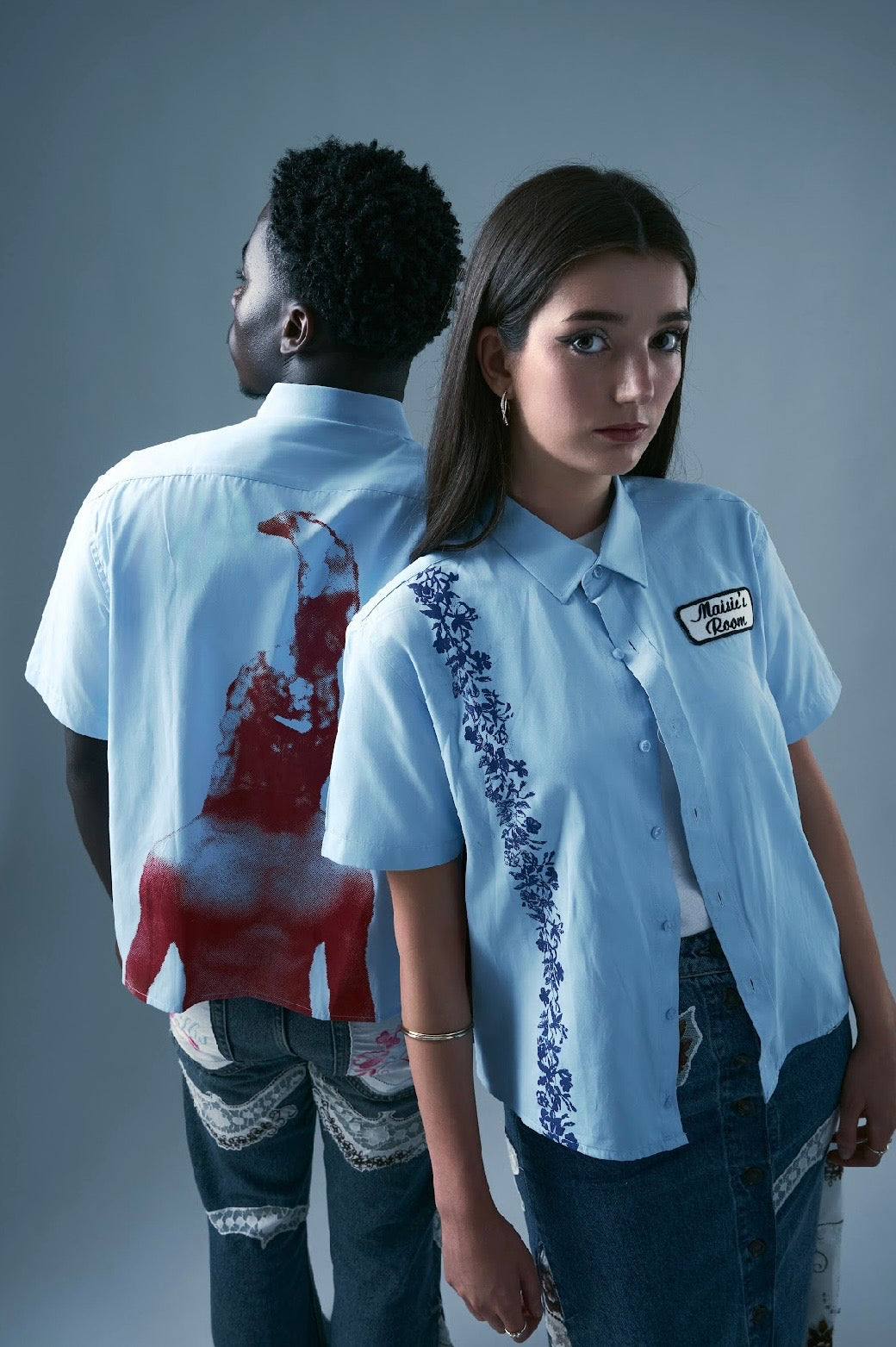 Helmet button up shirt in blue