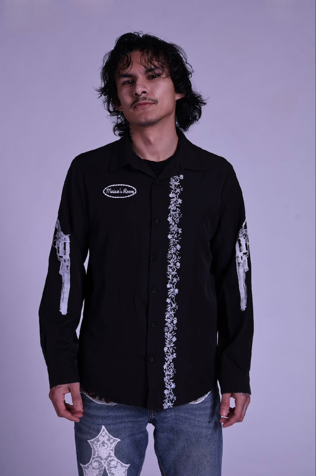 Outlawed button up shirt in black
